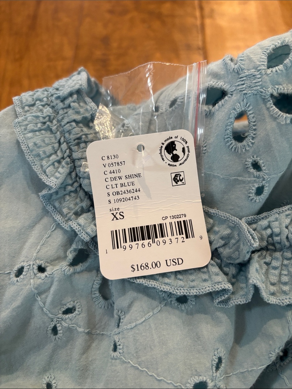 Free People Dew Shine Eyelet Embroidered SET – Light Blue XS NWT - Picture 2 of 4